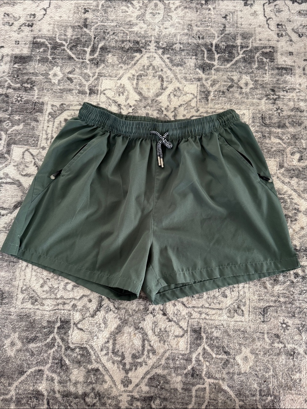 SHEIN Men's Athletic Shorts in Olive Green with Drawstring